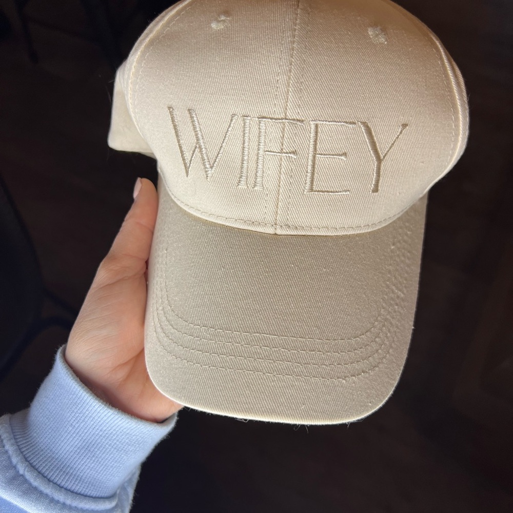 Wifey Embroidered Baseball Cap - Cream